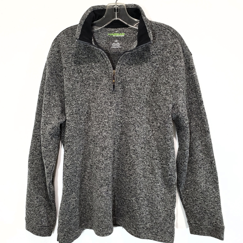 Haggar In Motion Knit 1/4 Zip Sweater Size L Grey